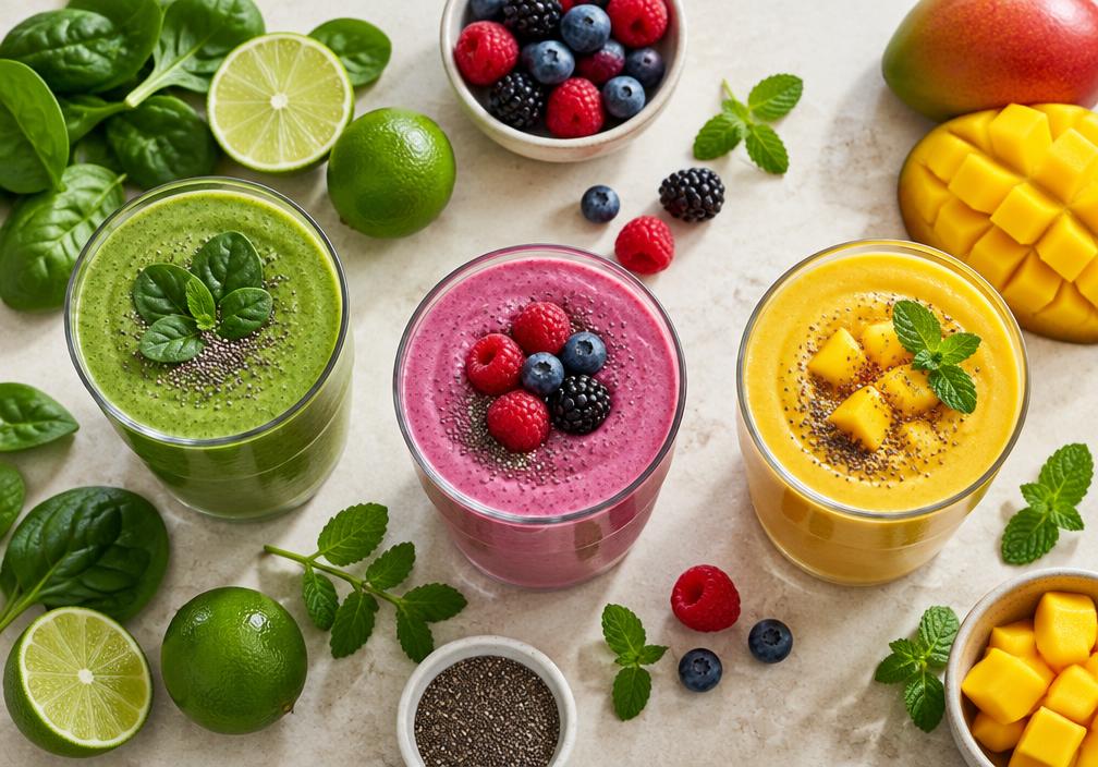 Tres smoothies detox de frutas